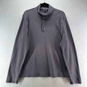 Michael Kors Shirt Mens Sz XL Thermal Waffle 1/4 Snap Long Sleeve Stretch Gray